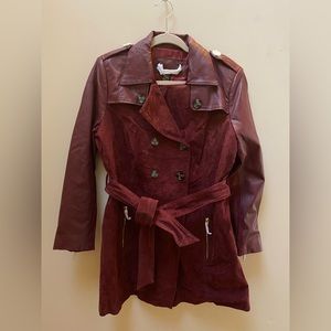 ‼️ IMAN - BNWT - genuine leather trench style pea coat